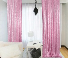 Sequin Curtains 2 Panels 2x8FT Fuchsia Pink Glitter Backdrop Y1121