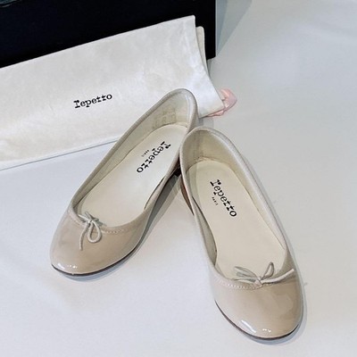 Repetto Cendrillon Ballerinas Beige Lackleder French Made Größe 34 US 5