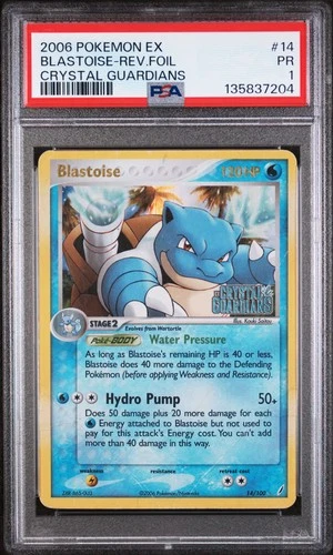 Blastoise Reverse Holo 14/100 Crystal Guardians Pokemon PSA 1