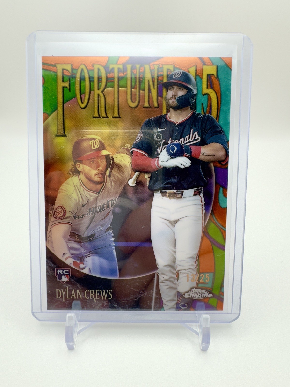 2025 Topps chrome Dylan Crews Fortune 15 Orange Refractor /25