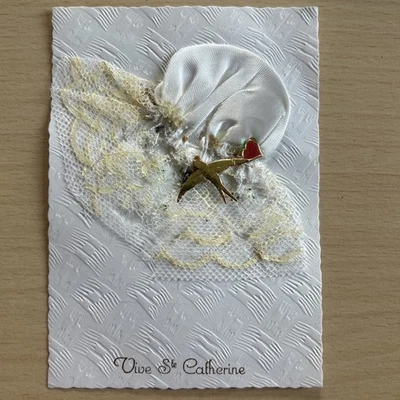 Carte Postale Chapeau en relief tissu : VIVE STE CATHERINE - Photo 1/4