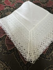 Vintage Wide Lace Edge Hankie Bridal Wedding VGC   
