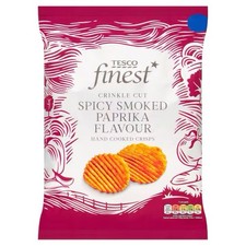 5 x Tesco Finest Crinkle Cut Spicy Smoked Paprika Hand Cooked Crisps 150g 5 pack