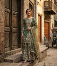 INDIAN SALWAR KAMEEZ PAKISTANI WEDDING PARTY DRESS WEAR BOLLYWOOD SUIT SHARARA