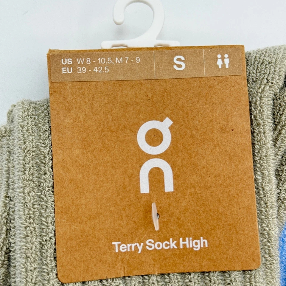 On Cloud Terry Sock High Max Cushion Size S (2 Desert, 1 Blue) 3 PAIRS, NEW - Image 2 of 4