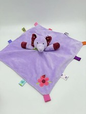 Taggies Purple Elephant Lovey Security Blanket Tabs Ribbons Nursery Plush Flower