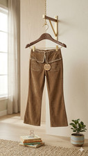 VTG Style Kids Premium Brown Corduroy Flare Pants Western Boho Bell Bottoms