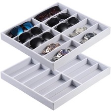 2-Piece Sunglasses Organizer, Velvet Sunglasses Tray, Watches  Jewelry Displ...