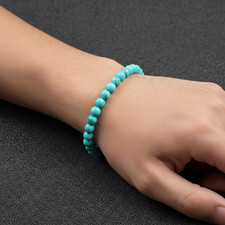 Bracciale Turchese perle 6mm Pietre dure Naturali Regalo Uomo Donna braccialetto