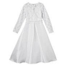 Girls Communion Dress  Bolero 5 White Formal Lace Zip Back 2 Pc Bonnie Jean