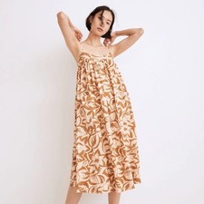 EUC Madewell Small Linen-Blend Cami Midi Dress in Tropicale Floral