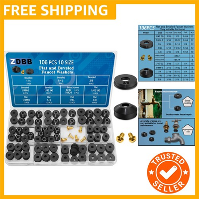 #ad High Quality Faucet Washer Assortment 10 Styles for Kitchen and Bath Use $15.19