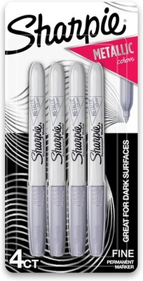 Sharpie 39109PP Metallic Permanent Markers, Fine 4 Count (Pack of 1), Silver 