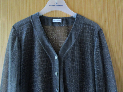 festliche transparente Longjacke Cardigan von neumann 42/44 Anthrazit-Silber