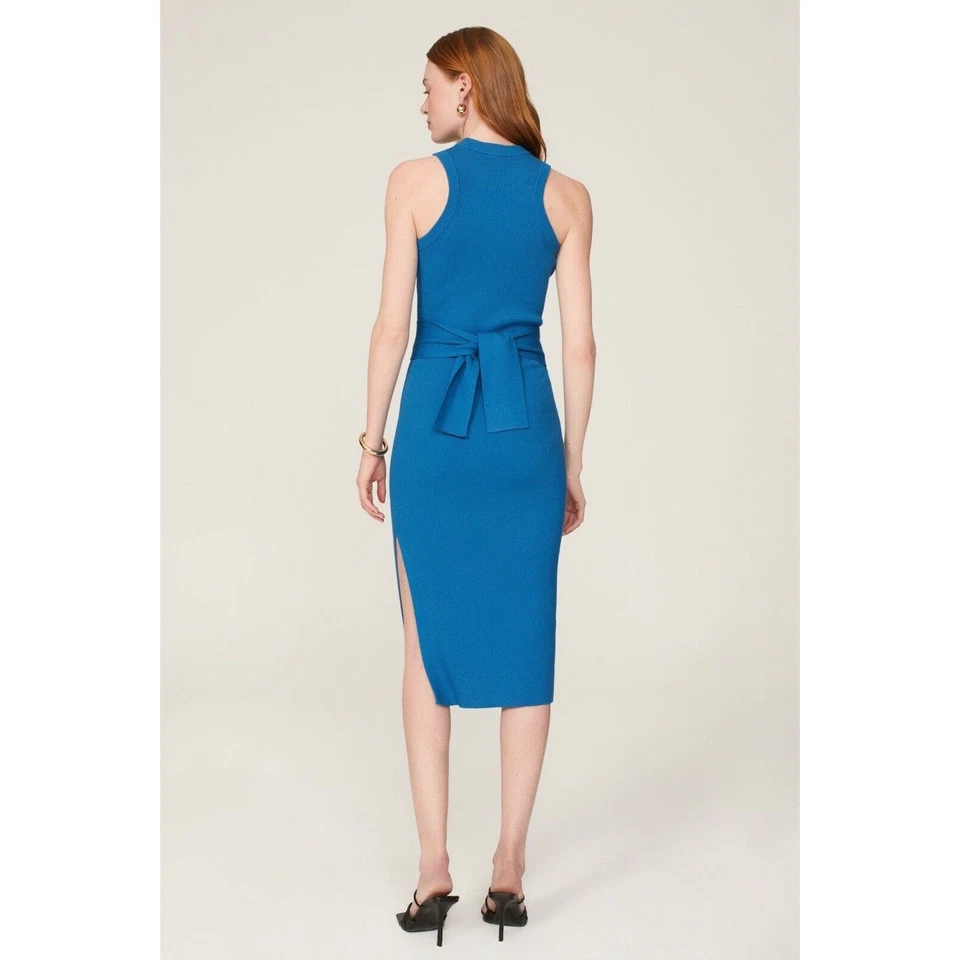Vestido midi tejido TOCCIN x RTR para mujer XL tejido acanalado lazo cintura abertura lateral Foto 3 de 4