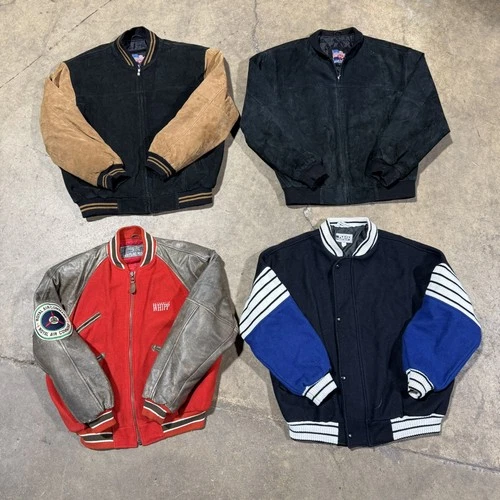 Vtg Leather Bomber Lot of 4 Jackets Mens Wool Bundle Wholesale Bulk Reseller video thumbnail