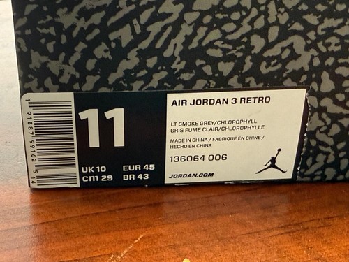 Nike Air Jordan 3 Retro LT SMOKE GREY Men's *SHOE BOX ONLY* 136064-006 - Picture 5 of 6