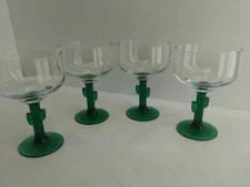 4pc Libbey Green Cactus Stem Glasses 12oz  Margarita Glass Cocktail 