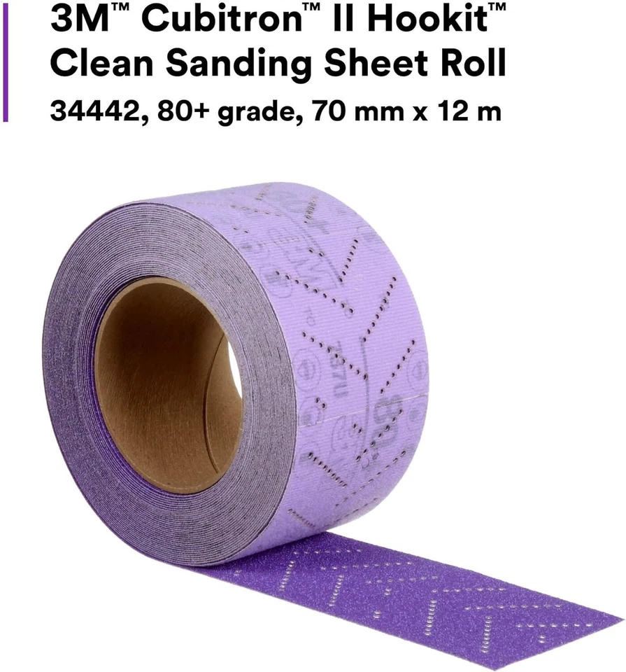 Rollo de hoja de papel de lija limpio gancho y bucle 3M (34442) Cubitron II, grano 80 Foto 3 de 4