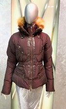 Just Cavalli Jacket With Red Fox Hood, Double Zip, Size 42, Brand New, Burgundy