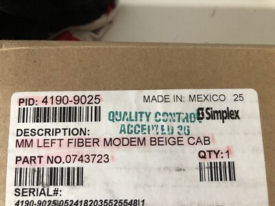 Simplex 4190-9025 Fiber Optic Left Modem MM Beige Cabinet