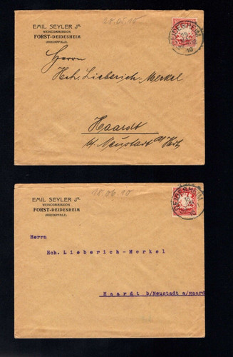 Bayern 1910 - "Deidesheim" On 2 Letters, Palatinate Stamp (SWA3)