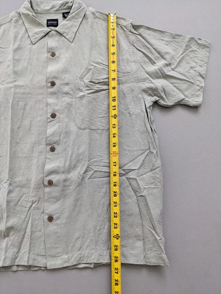 Стрела размер средний мужской 100% шелк коротким рукавом цветочный гавайская рубашка деревянная кнопка - Изображение 4 из 4