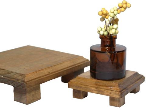 Wood Risers Footed Display Stands Square Set 2 - Picture 2 of 9