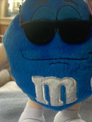 M&M's Candy Easter Plush Doll Blue M&M w/ Bunny Ears & Sunglasses