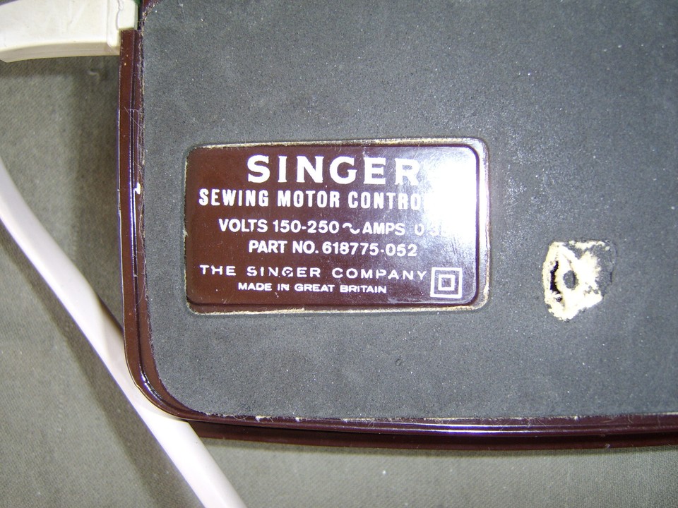 Vintage Singer Sewing Machine Foot Controller Pedal 3 Pin D type plug