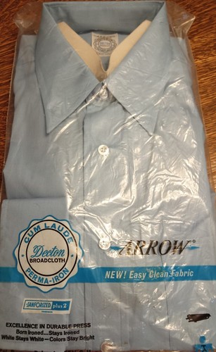 VTG Deadstock "Arrow Cum Laude" Sanforized + 2 Middle Blue French Cuff Shirt - Picture 11 of 11