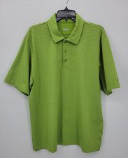 Under Armour Polo Shirt Mens Large Green Stripe Golf Short Sleeve Performance