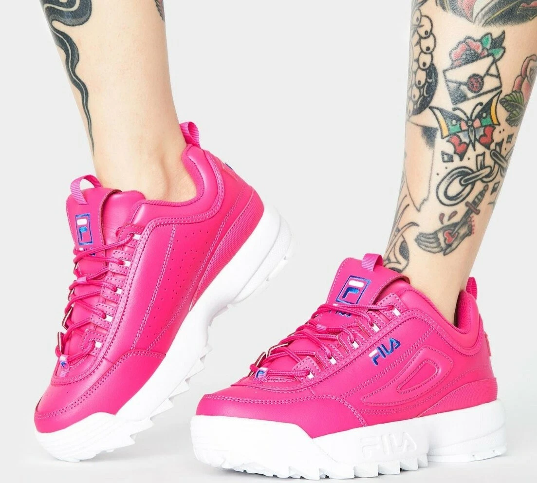 White pink cheap fila disruptor