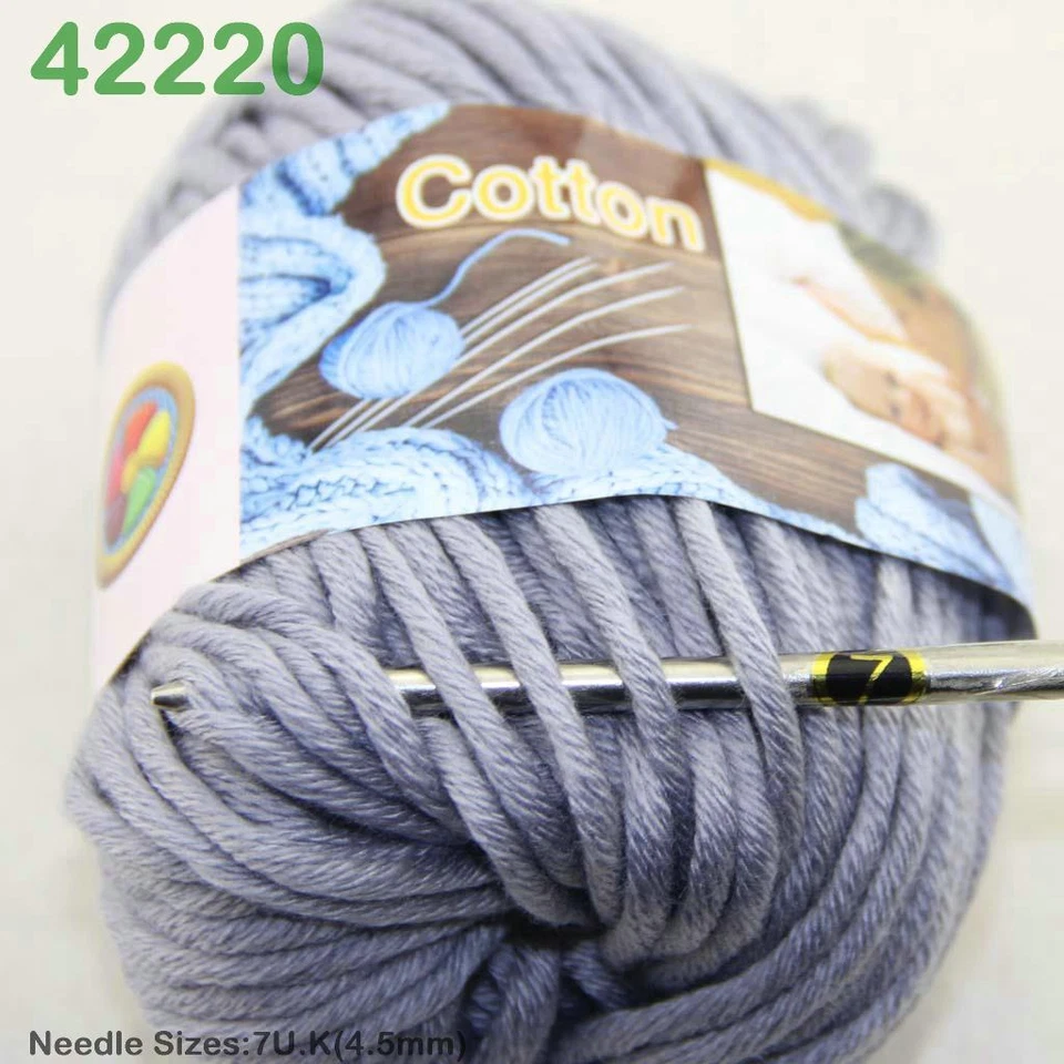 Sale New 3 SkeinsX50g Soft 100% Cotton Chunky Super Bulky Hand Knitting Yarn 20 - Image 2 of 3