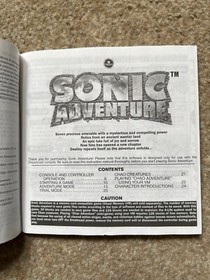 Sonic Adventure Dreamcast Manual ONLY Replacement Instruction Booklet