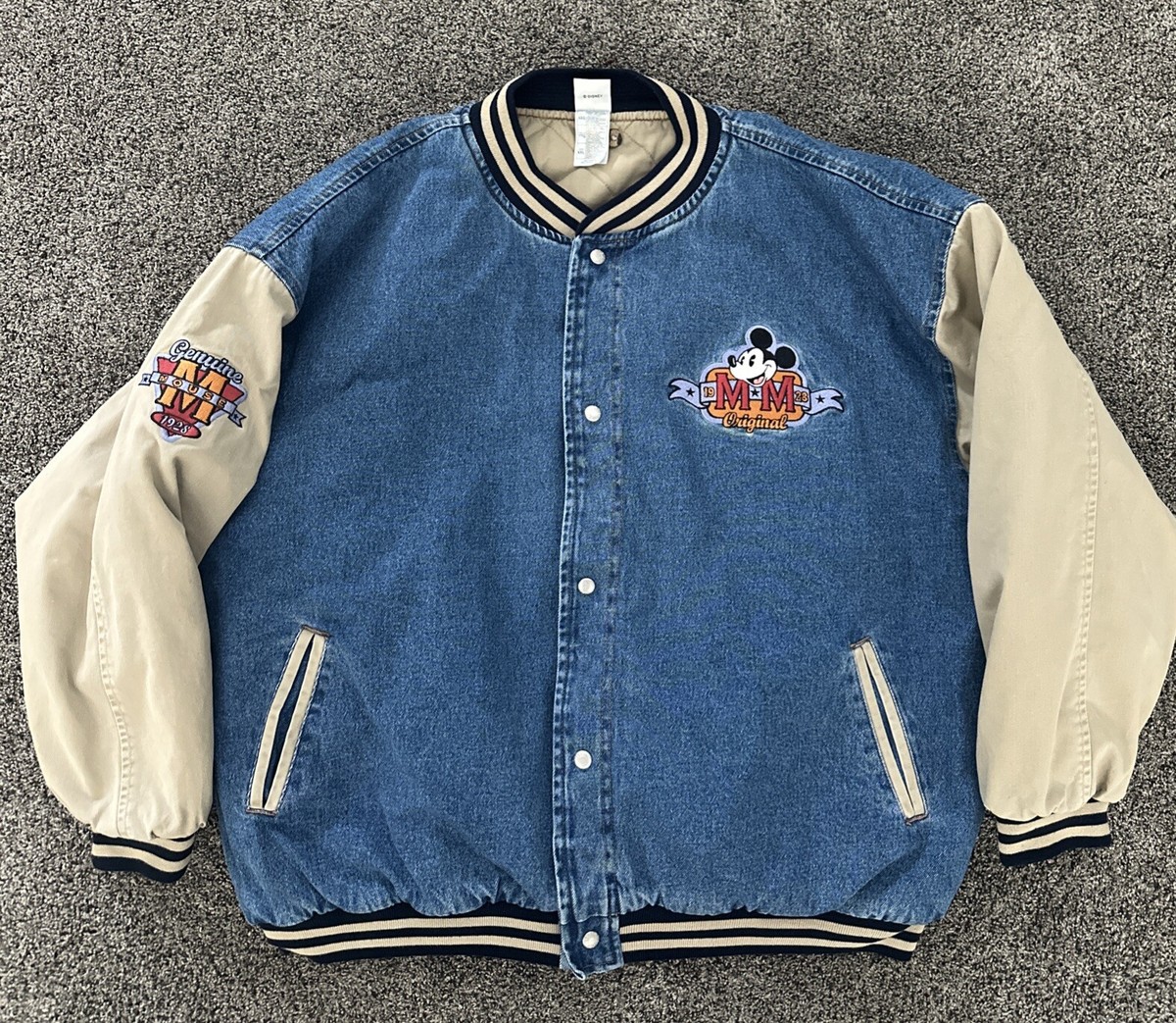ミッキーマウス ジャケット オレンジ 1928 Disney Mickey Mouse 1928 League Denim Varsity Jacket Adult