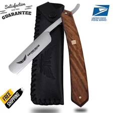 Walnut Wood Handle Classic USA Style Barber Beard Shaving Straight Edge Razor