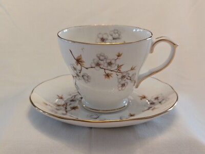 Duchess Bone China Teacup and Saucer set Made in England Dogwood White Flowers
