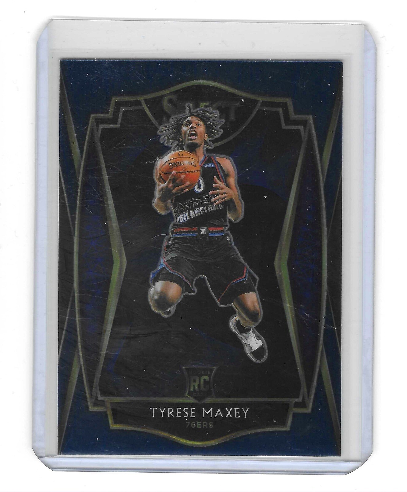 2020-21 Panini Select - Premier Level Blue Prizm #174 Tyrese Maxey (RC)