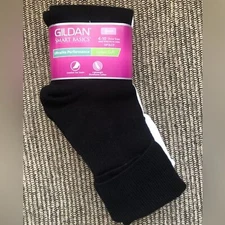 Gildan Smart Basics Ultralite Performance Cuff Socks 3pr Black White NEW NWT