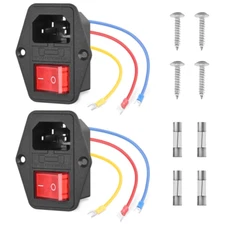 Nilight 2Pcs Switch Power Socket 10A 250V AC Power Socket Inlet Module On Off