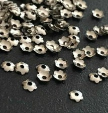 Small Bead Caps Tibetan Silver Gold Little Flower Shape Smooth Round 3.5mm 200pc