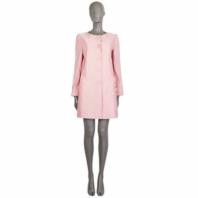pink collarless coat