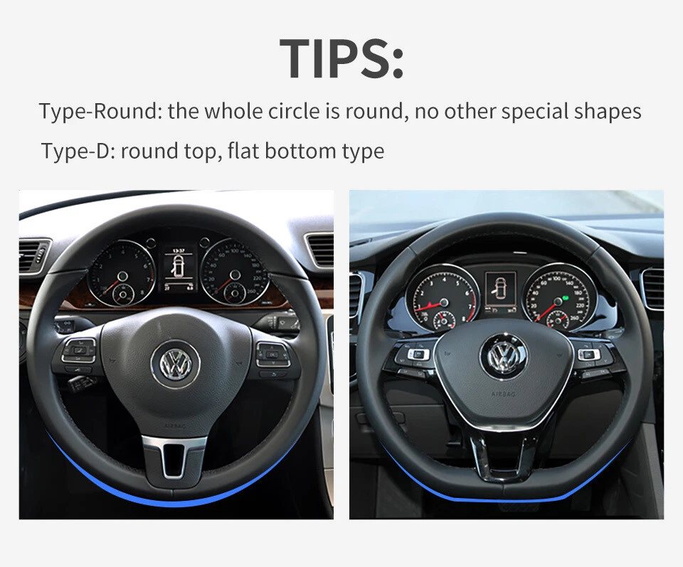 15" Diameter Car Auto Steering Wheel Cover Leather For VOLKSWAGEN Foto 3 de 4