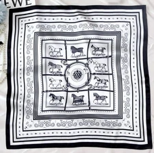 100% Silk Scarf Women Vintage Flower Kerchief 20" Small Square Bandana A25