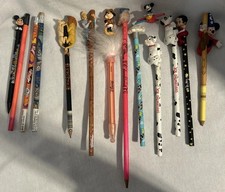 Vintage Set of 13 Disney Character Pencils Pen Dalmatians Lion King Mickey Mouse