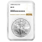 2008 $1 1-oz American Silver Eagle NGC MS70 Brown Label