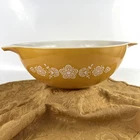 Vintage 70's Pyrex Large Mixing Bowl Butterfly Gold Cinderella 444 4 QT