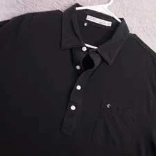 Criquet Polo Shirt Mens 2XL XXL Black Golf Preppy Cotton Blend Pocket Logo Fade