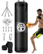 Hanging Punching Bag for Adults, 4FT Oxford Boxing Heavy Bag, Heavy Boxing Ba...